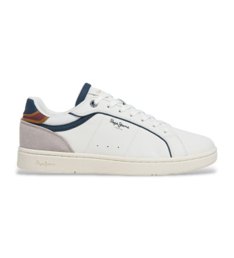 Pepe Jeans para hombre. PMS000042 Zapatillas Clay Class blanco (45), Piel, Plano, Cordones, Casual