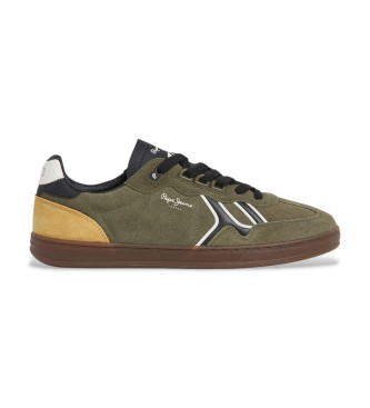 Pepe Jeans para hombre. PMS000009 Zapatillas de Piel Ball Mix verde (44), Plano, Cordones, Casual