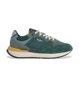 Pepe Jeans para hombre. PMS600009 Zapatillas de Piel Buster Pro Main verde (46), Plano, Cordones, Casual