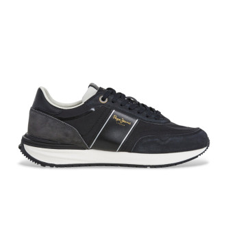 Pepe Jeans para hombre. PMS600008 Zapatillas de Piel Buster Serie negro (43), Plano, Cordones, Casual