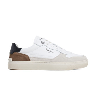 Pepe Jeans para hombre. PMS00019 Zapatillas de Piel Camden Nature blanco (45), Plano, Cordones, Casual