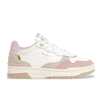 Pepe Jeans para mujer. PLS00034 Zapatillas de piel Chester multicolor (40), Plano, Cordones, Casual, Rosa