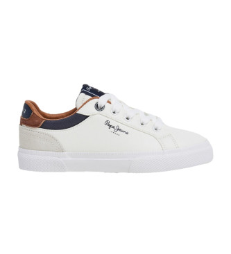 Pepe Jeans unisex para niños. PBS30569 Zapatillas de Piel Kenton Court blanco (39), Plano, Cordones, Casual, moda infantil