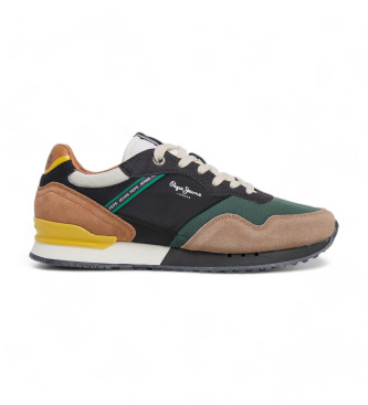 Pepe Jeans för män. PMS40018 Läder Sneakers London Brand grön (43), Hud, Karta, Nyckelband, Casual
