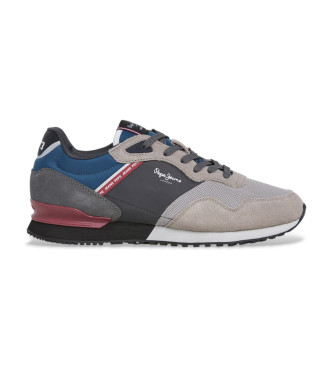 Pepe Jeans para hombre. PMS400011 Zapatillas de Piel London Brick gris (44), Plano, Cordones, Casual