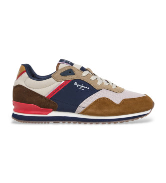 Pepe Jeans para hombre. PMS40035 Zapatillas de piel London life multicolor (44), Plano, Cordones, Casual