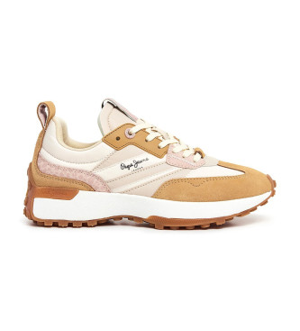 Pepe Jeansvoor vrouwen. PLS60005 Lucky Print beige leren sportschoenen (40), Leer, Plat, Veters, Casual
