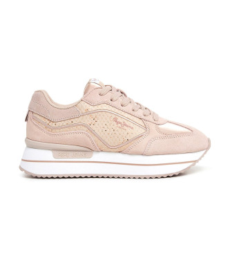 Pepe Jeans para mujer. PLS40002 Zapatillas de Piel Rusper Gala nude (40), 3 a 5cm, Cordones, Casual