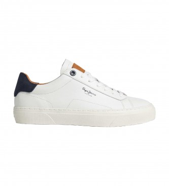 Zapatillas de piel Yogi Original blanco (44), Plano, Cordones, Casual, Pepe Jeans outlet 2024.