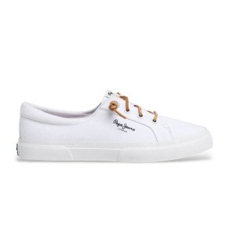Pepe Jeans para mujer. PLS31590 Zapatillas Kenton Block blanco (36), Plano, Cordones, Casual, Algodón
