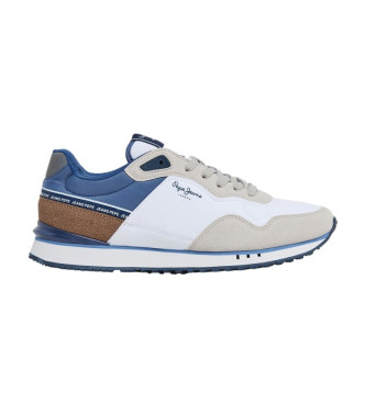 Pepe Jeans para hombre. PMS40001 Zapatillas de Piel London Seal blanco (44), Plano, Cordones, Casual
