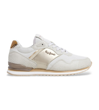 Pepe Jeans para mujer. PLS40044 Zapatillas London Mix blanco, gris (39), Plano, Cordones, Casual