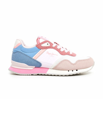 Pepe Jeans para mujer/niña. PGS40002 Zapatillas London Urban blanco, rosa (33), Plano, Cordones, Casual, moda infantil
