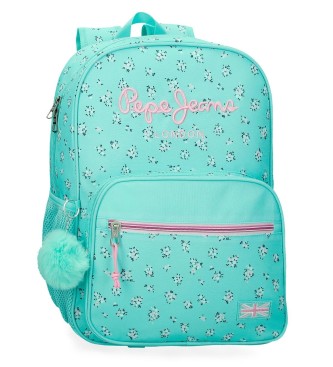 Pepe Jeans para niña. 60422F2 Mochila Nora 39cm turquesa (OSFA), Casual, Poliéster, moda infantil