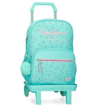 Pepe Jeans para niña. 60422V2 Mochila Nora 40cm turquesa (OSFA), Casual, Poliéster, moda infantil
