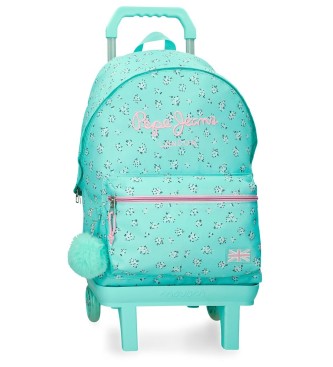 Pepe Jeans para niña. 60423V2 Mochila Nora 44cm turquesa (OSFA), Casual, Poliéster, moda infantil