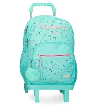 Pepe Jeans para niña. 60425V2 Mochila Nora 44cm turquesa (OSFA), Casual, Poliéster, moda infantil