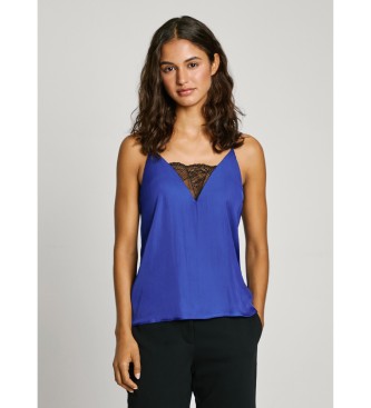 Pepe Jeans para mujer. PL304967 Top Adeline azul (M), Casual, Poliéster, Sin mangas / Tirantes