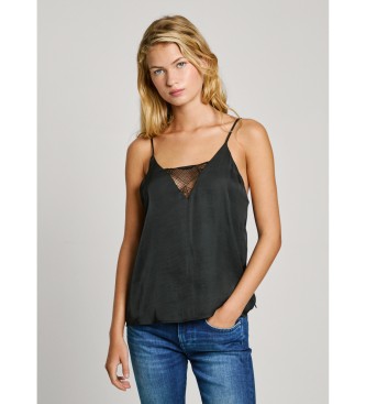 Pepe Jeans para mujer. PL304967 Top Adeline negro (XS), Casual, Poliéster, Sin mangas / Tirantes