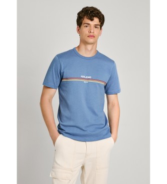Pepe Jeans para hombre. PM509427 Camiseta Adur azul (M), Casual, Manga corta, Algodón Orgánico, Sostenible