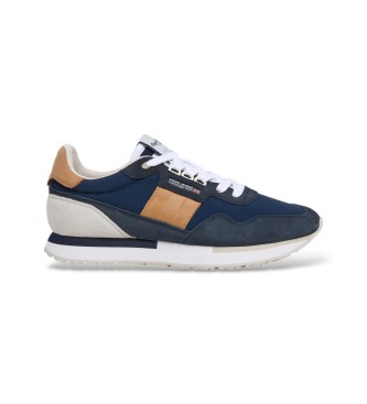 Pepe Jeans para hombre. PMS400024 Zapatillas de Piel Aiden Classic marino (45), Plano, Cordones, Casual