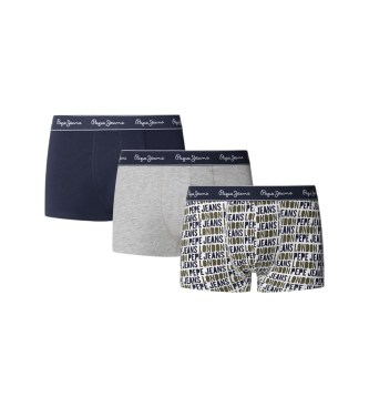 Pepe Jeans para hombre. PMU11194 Set 3 Bóxers Ao Logo gris, marino (M), Homewear, Algodón