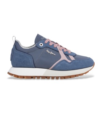 Pepe Jeans para mujer. PLS400001 Zapatillas Ari Snug azul (41), Piel, Plano, Cordones, Casual