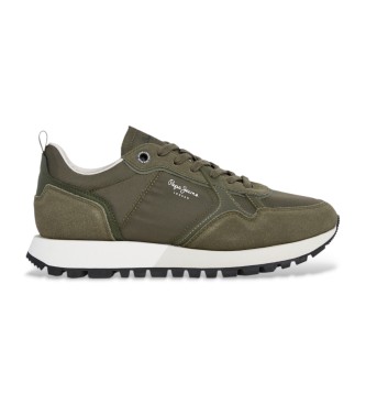 Pepe Jeans para hombre. PMS400001 Zapatillas Ari Soft verde (44), Piel, Plano, Cordones, Casual