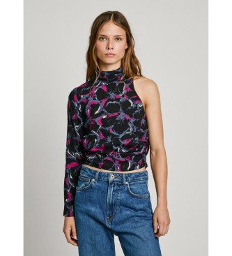 Pepe Jeans para mujer. PL304974 Top asimétrico Aria negro (XS), Casual, Viscosa, Manga larga, Sin mangas / Tirantes