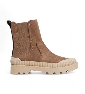 Pepe Jeans para mujer. PLS50539 Botines de piel Ascot High marrón (39), Plano, Ante, Ninguno, Casual