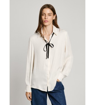Pepe Jeans para mujer. PL304970 Camisa Athenea blanco (S), Casual, Poliéster, Manga larga