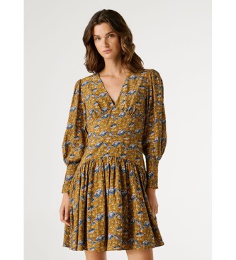 Pepe Jeans para mujer. PL9537799 Vestido Avi amarillo (S), Casual, Viscosa, Manga larga