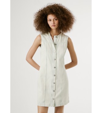 Pepe Jeans para mujer. PL953766 Vestido Aya blanco roto (M), Casual, Algodón, Sin mangas / Tirantes