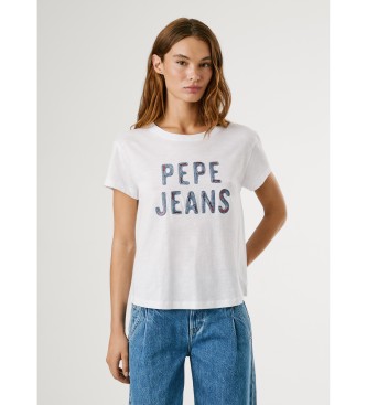 Pepe Jeans para mujer. PL5000045 Camiseta Badi blanco (L), Casual, Algodón, Manga corta