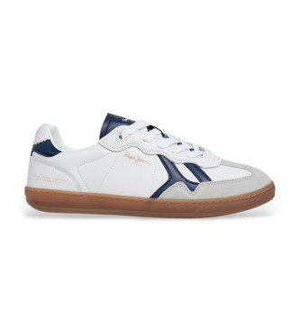 Pepe Jeans para hombre. PMS000034 Zapatillas de Piel Ball Essence blanco (45), Plano, Cordones, Casual