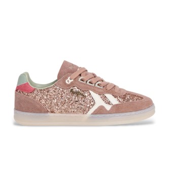 Pepe Jeans para mujer. PLS000012 Zapatillas de Piel Ball Glitter rosa (38), Plano, Cordones, Casual