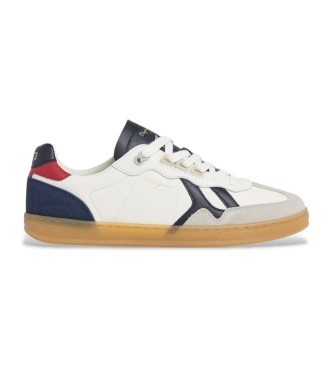 Pepe Jeans para hombre. PMS000008 Zapatillas de Piel Ball Origin blanco (42), Plano, Cordones, Casual
