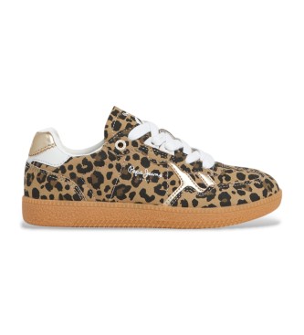 Pepe Jeans para mujer/niña. PGS000003 Zapatillas Ball Print beige (32), Plano, Cordones, Casual, Animal print, moda infantil