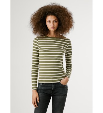 Pepe Jeans para mujer. PL5000037 Camiseta Bani verde (M), Casual, Algodón, Manga larga