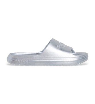 Pepe Jeans para mujer. PLS70165 Chanclas Beach Slidemet plateado (40), Plata, Plano, Ninguno, Beachwear