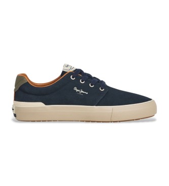 Pepe Jeans para hombre. PMS300002 Zapatillas de Piel Ben Casual mairno (41), Plano, Cordones, Marino