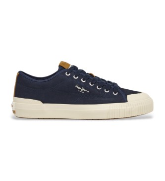Pepe Jeans para hombre. PMS31074 Zapatillas de piel Ben marino (42), Plano, Ante, Cordones, Casual