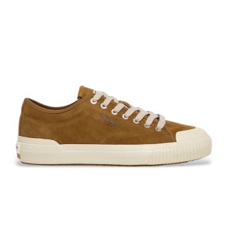 Pepe Jeans para hombre. PMS31074 Zapatillas de piel Ben Suede marrón (41), Plano, Ante, Cordones, Casual