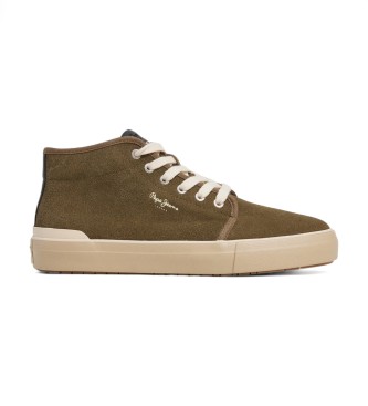 Pepe Jeans para hombre. PMS31051 Zapatillas de Piel Ben Top verde (43), Plano, Cordones, Casual