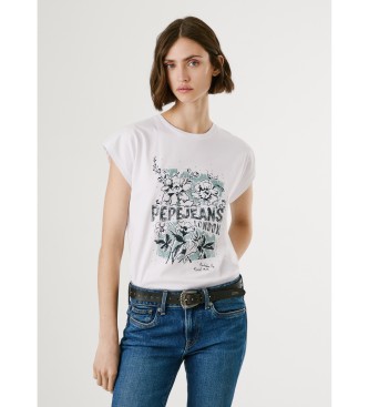 Pepe Jeans para mujer. PL5000033 Camiseta Bernice blanco (S), Casual, Algodón, Manga corta