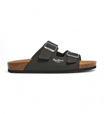 Pepe Jeans para hombre. PMS80003 Sandalias Bio Double Velour negro (41), Plano, 1 a 3cm, Ninguno, Casual
