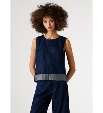 Pepe Jeans para mujer. PL3051330 Top Bowie Shine marino (XS), Casual, Fiesta, Algodón, Sin mangas / Tirantes
