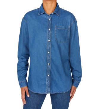 Pepe Jeans para mujer. PL304895HT8 Camisa Boyfriend azul (XXS), Casual, Algodón, Manga larga, Sostenible