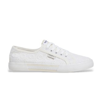 Pepe Jeans para mujer. PLS300018 Zapatillas Brady Cute blanco (36), Tela, Plano, Cordones, Casual