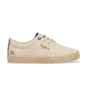 Pepe Jeans unisex para niños. PBS300006 Zapatillas Brady Day beige (35), Plano, Cordones, Casual, moda infantil